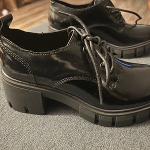 Madden Girl patented lace up chunky heels